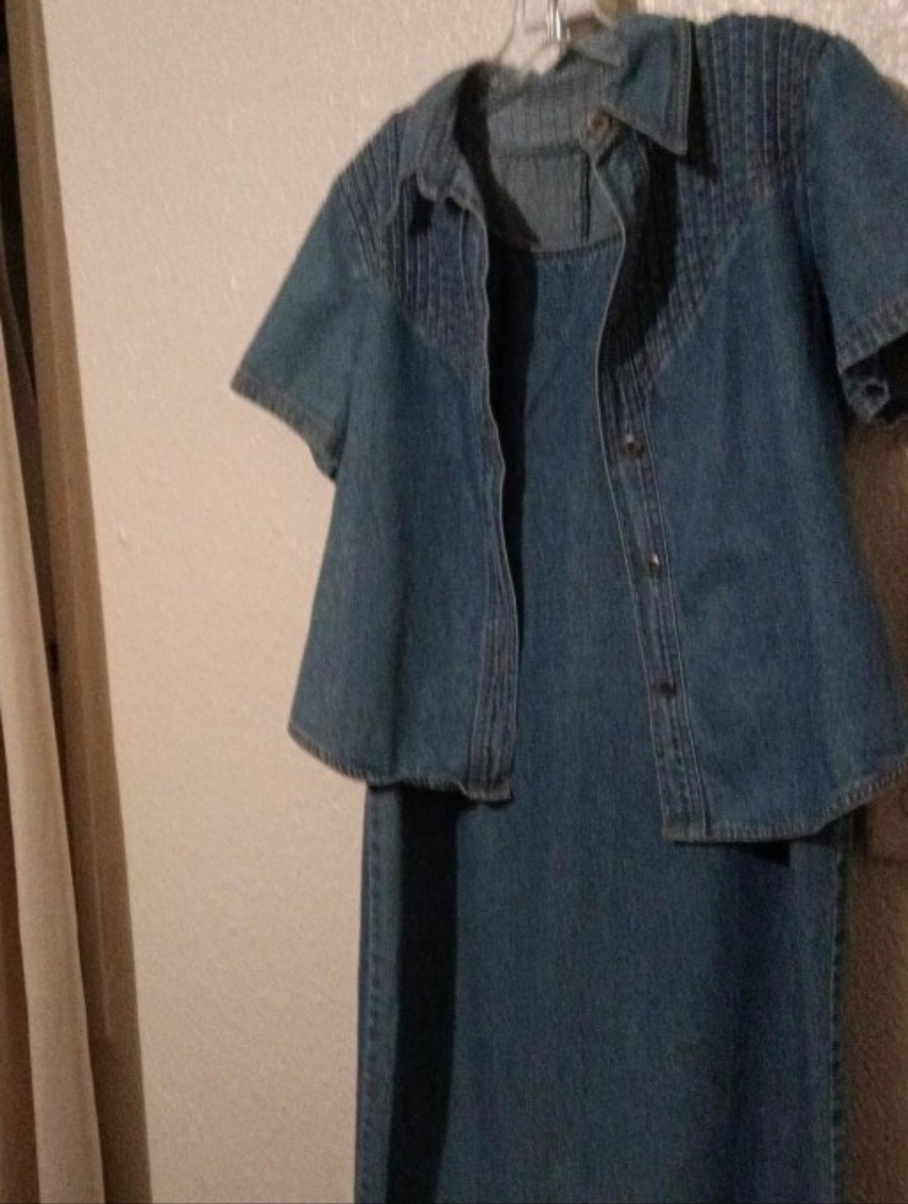 Classic Denim Two-Piece Dress Set in Medium Blue - Picture 5 of 7